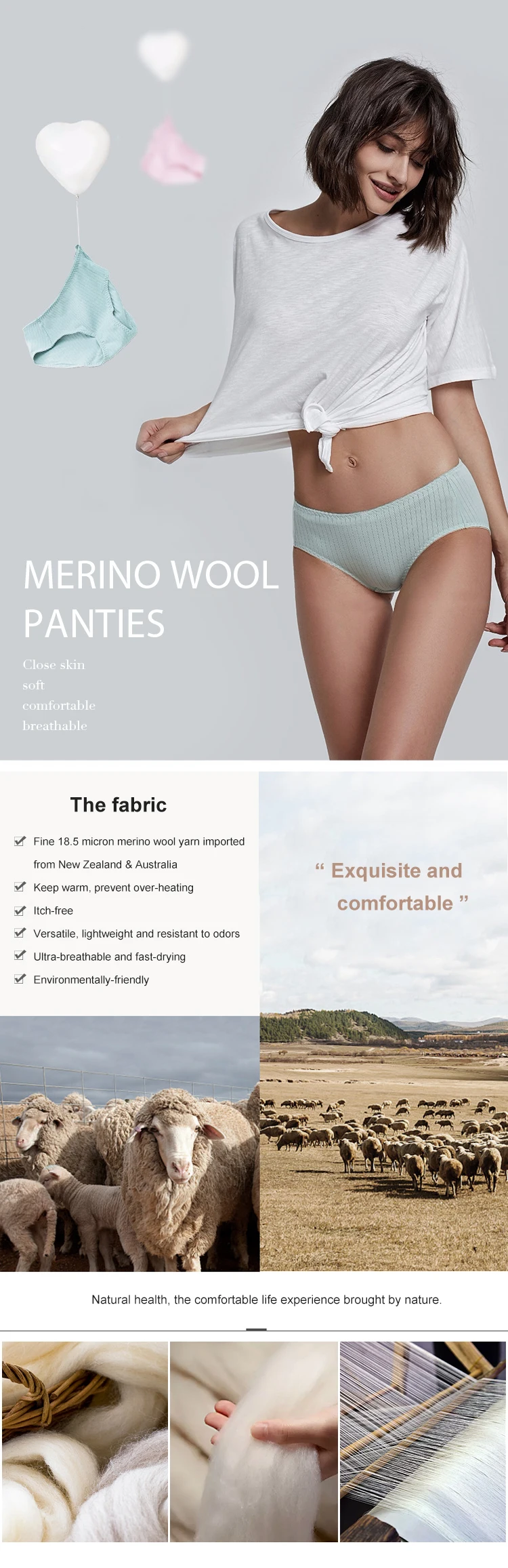 Enerup Women Ladies Merino Wool Cotton Ropa Interior Femenina De Para Mujer Underwear Panties