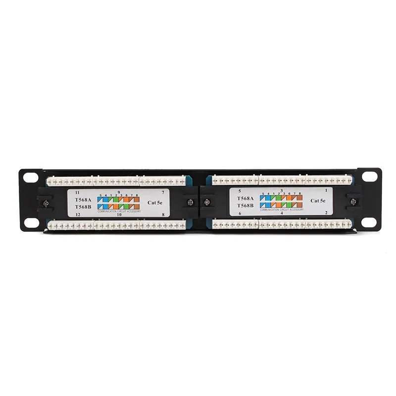 12 Port RJ45 Patch Panel UTP Cat6/Cat5e Ethernet LAN Network Adapter Rack Cable Wall Mounted Bracket Connector Rack Tool