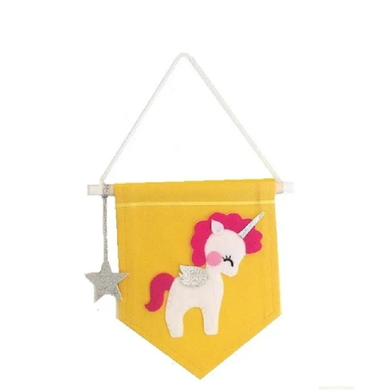 we can print logo on it felt pennant for home decoration