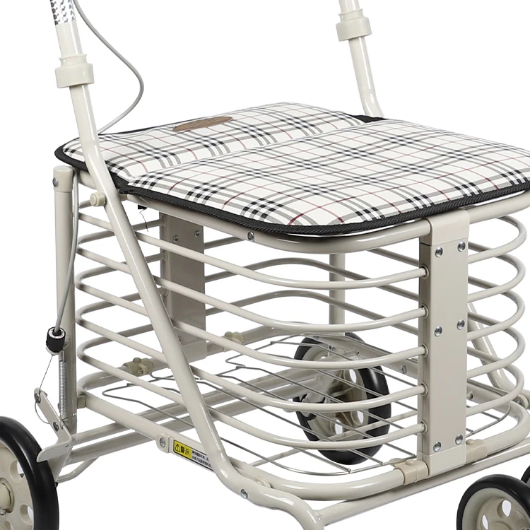 6 Wheels Folding Senior Elderly Portable Adjustable Steel Basket Shopping Carts Rollator Walker