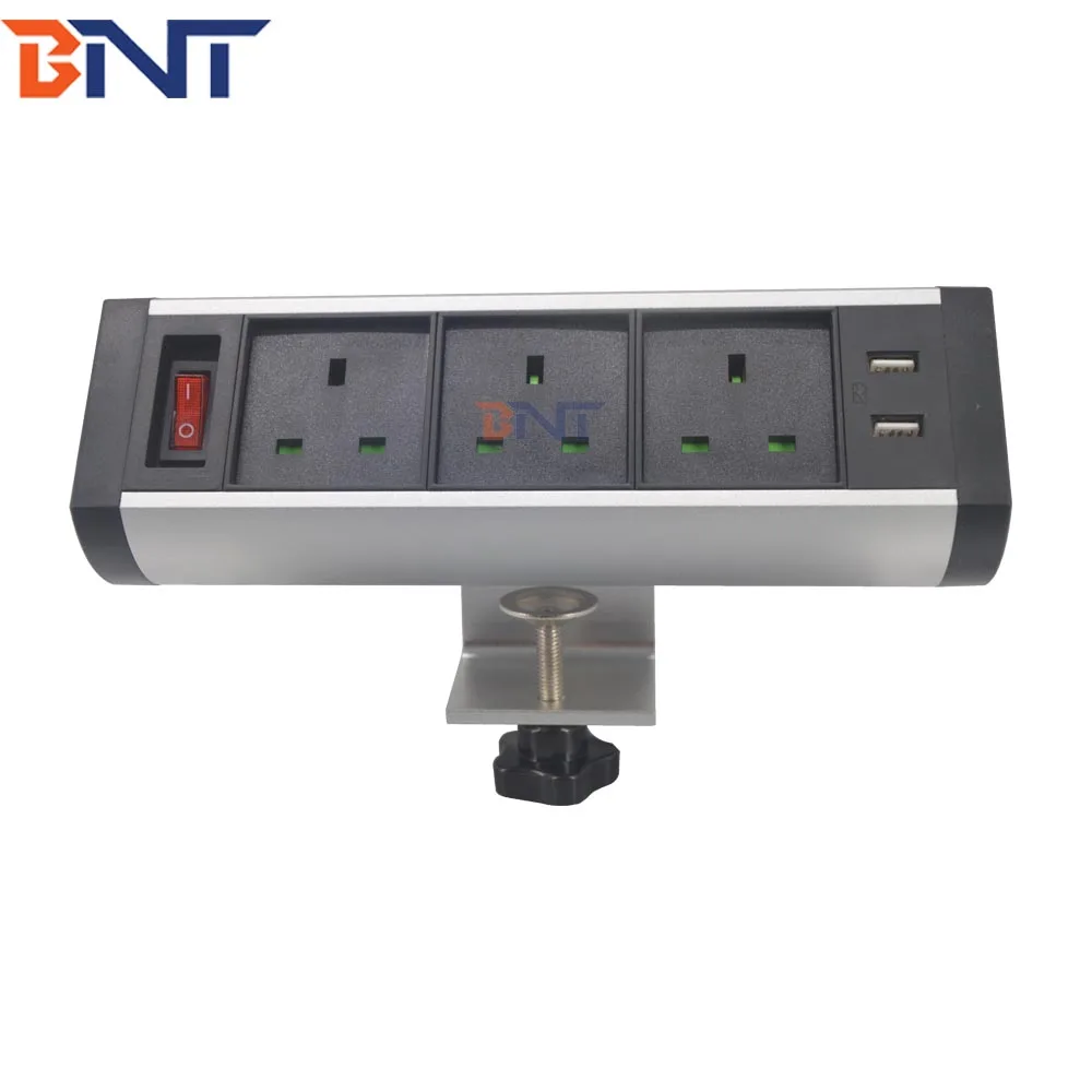 British power clamp on desk edge power socket with usb charger