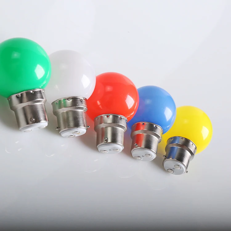 Ningbo E27 B22 E14 Plastic G45 golfballs 220v 1w outdoor decorative colorful bulb christmas lights waterproof G45 led globe bulb