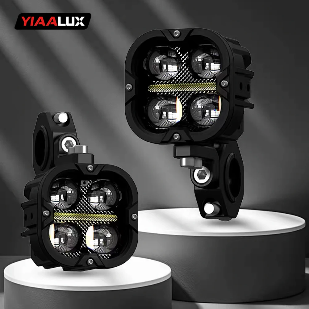 lo beam white amber 303 100w spotlight 10 30v dc waterproof led motorcycle driving light for autos-13