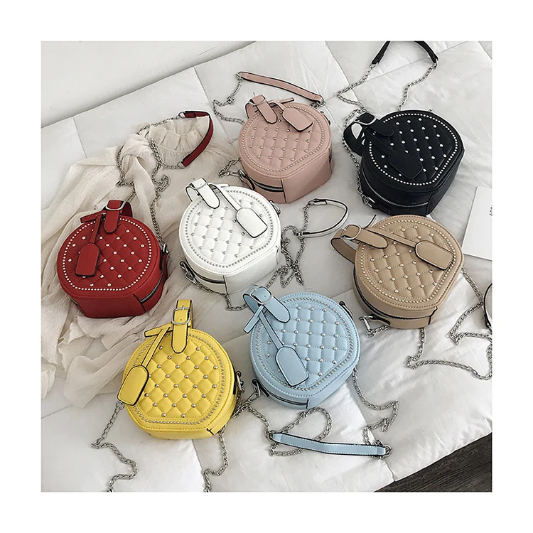 

Hot Sales Rivets Ladies Luxury Shoulder Crossbody Purses Women Circle Hand Bags Round Purses and Handbags for Women Bags Clutch