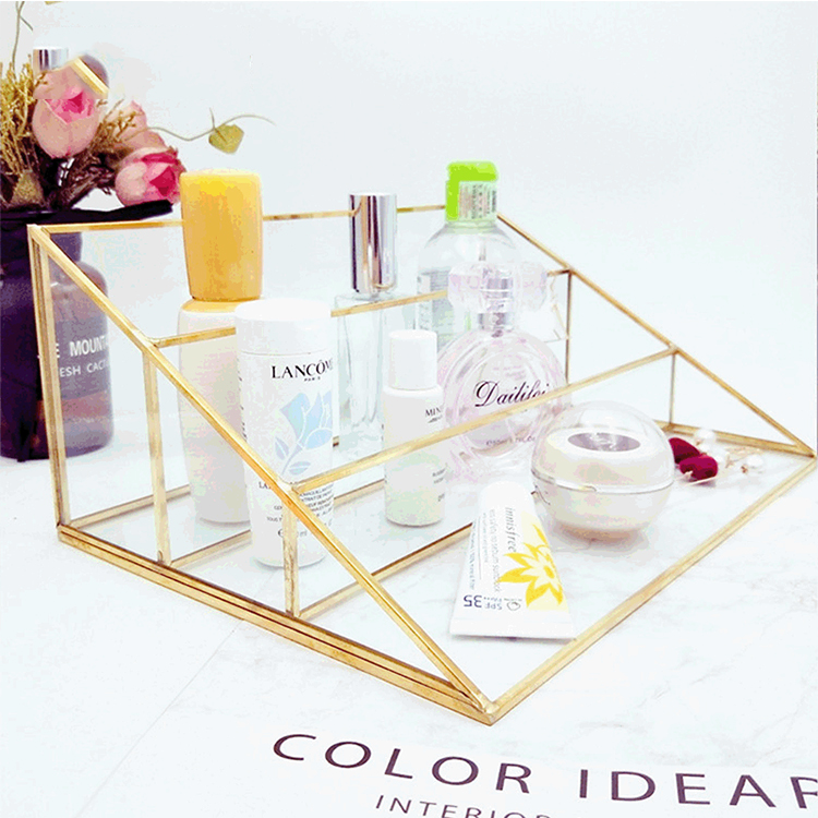 Custom Design Beautiful Handmade Glass Box Jewelry Display With Gold