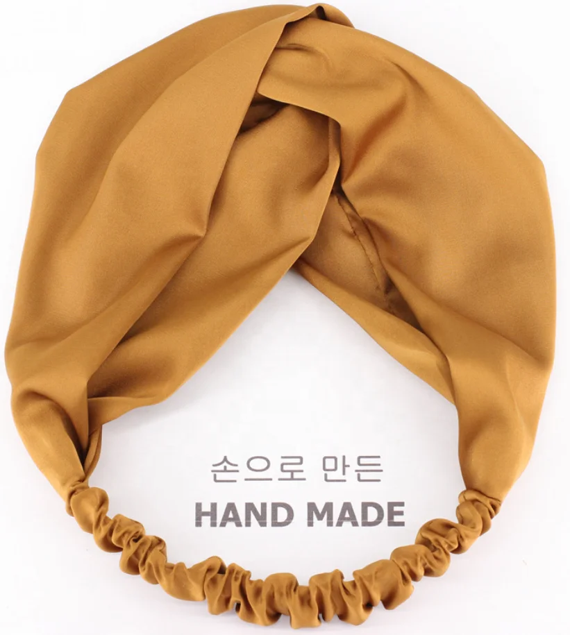 Artificial Silk Satin Headbands Solid Color Twisted Elastic Hairband