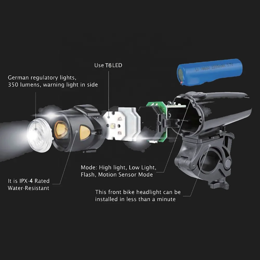 Long Battery Life Bike Light Usb Rechargeable Bicycle Accessories Light