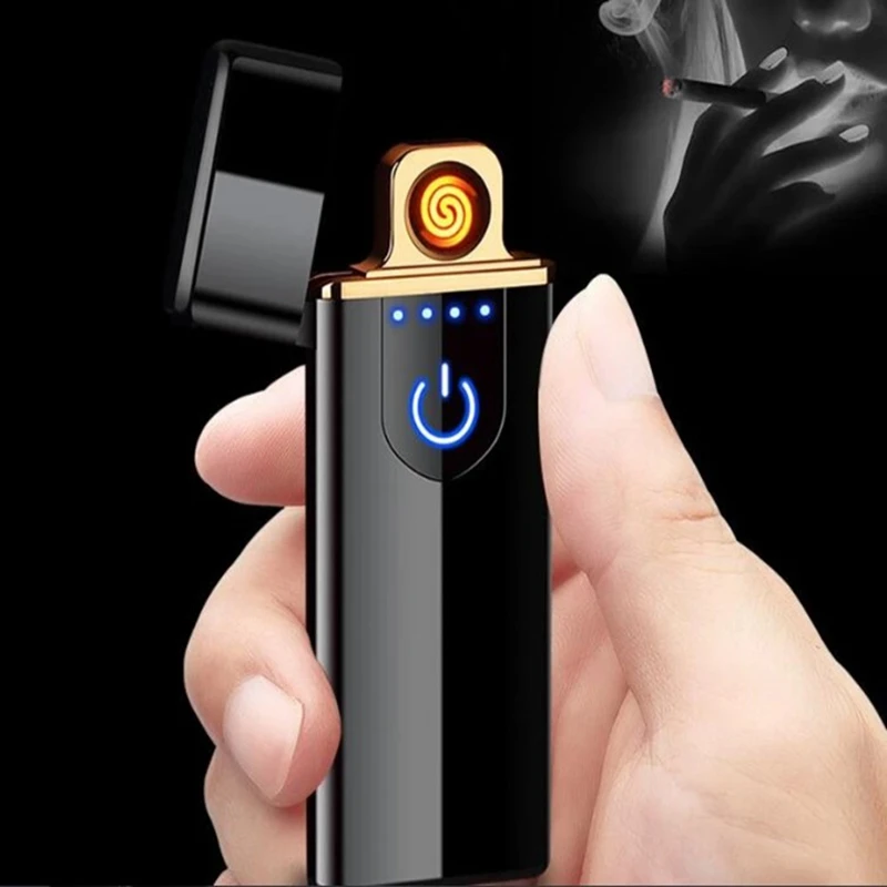 Newest Electric Rechargeable USB Metal Charging Lighter Smart Fingerprint Sensor for Cigarette Smokers