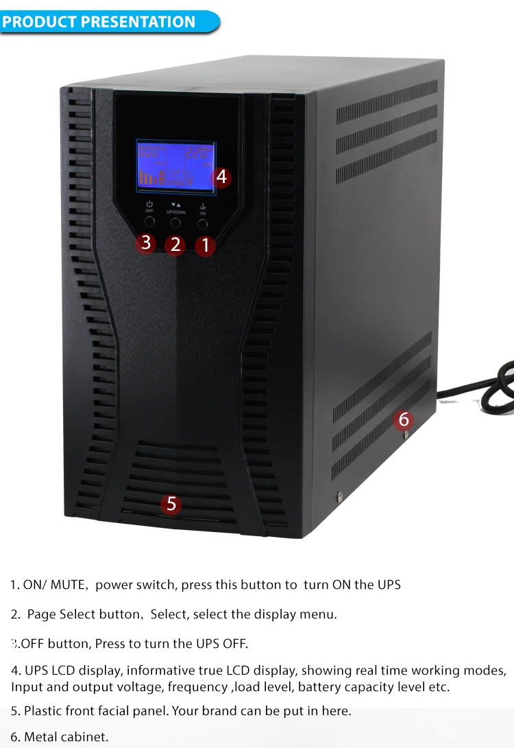 2kVA UPS - LCD Display 2000VA MICRO 2000 LCD Uninterruptible Power Supply 
