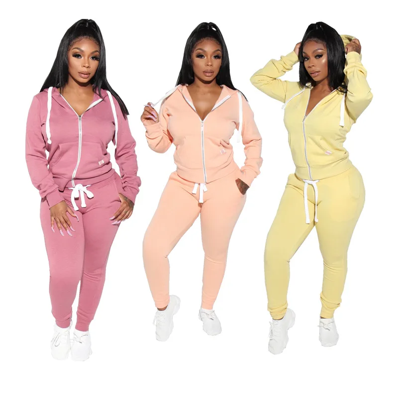 

2021 popular style customize womens plus size polyester blank jogger sets track sport suits