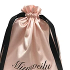 Eco Friendly Recyclable Custom Brand Logo and Size Soft Dust Satin Bag For Hair Extension/Jewellery/Gift/Shoe Drawstring Bag