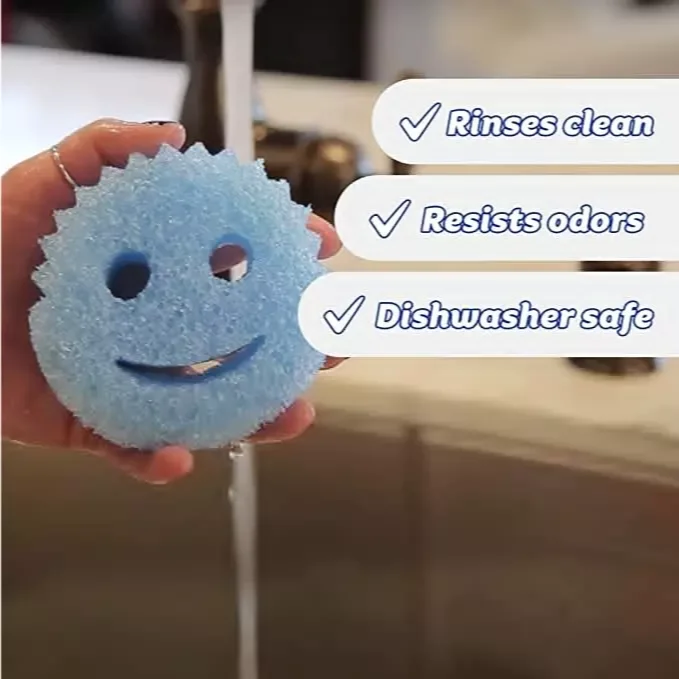 Kitchen Scrub Happy Face Sponge Smile Yellow Daddy Mommy Scrubbing