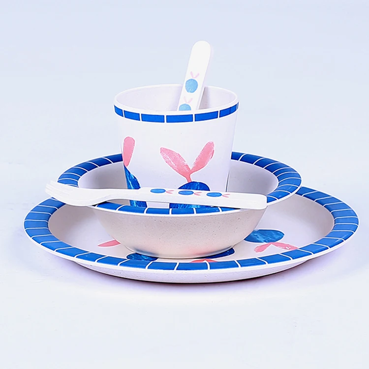 5pcs Bamboo Fiber Dinnerware Healthy Dinner Set Melamine Antibacteria Wooden Tableware Buy