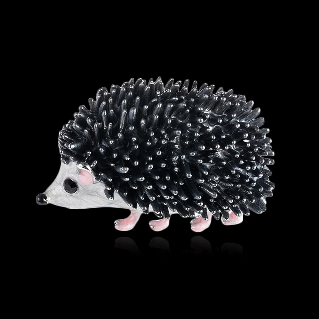 black enamel hedgehog brooches porcupine pin kids