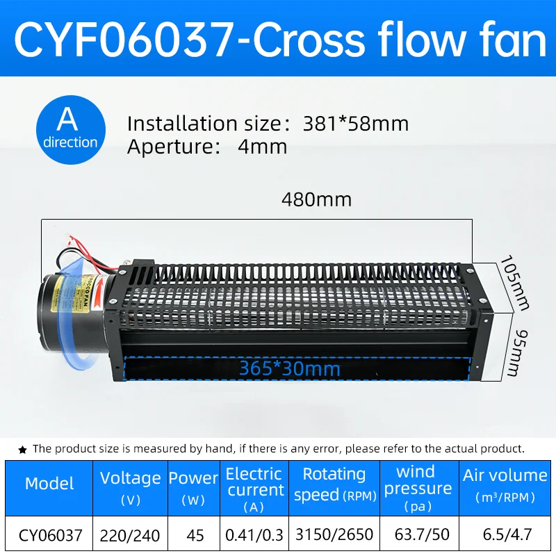 Cross Flow Fan, CYF06037-Cross, 220V/240V - detail 4