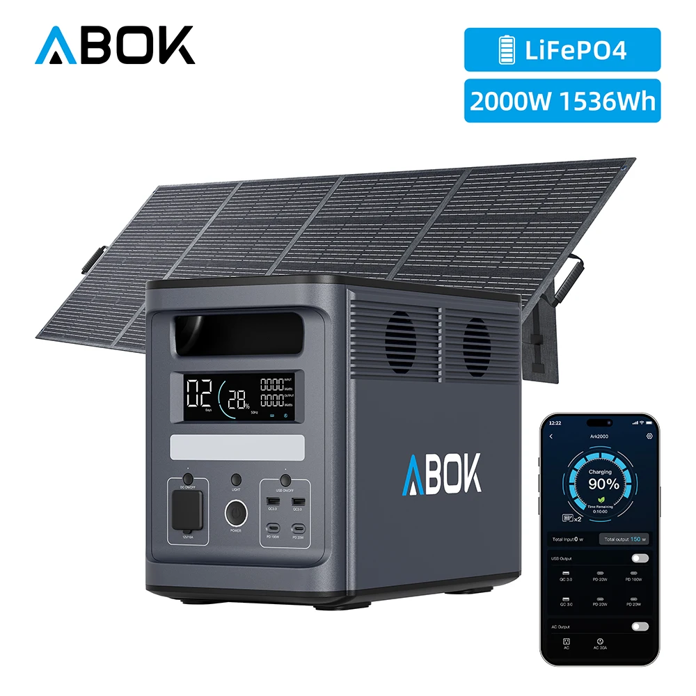 Anker SOLIX F2000 with integrated wheels, telescopic handle, and LCD status display