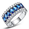 Popular Silver Design Jewelry Set Crystal CZ Stone Wedding Ring and Sapphire Ring and Pink Ruby Ring