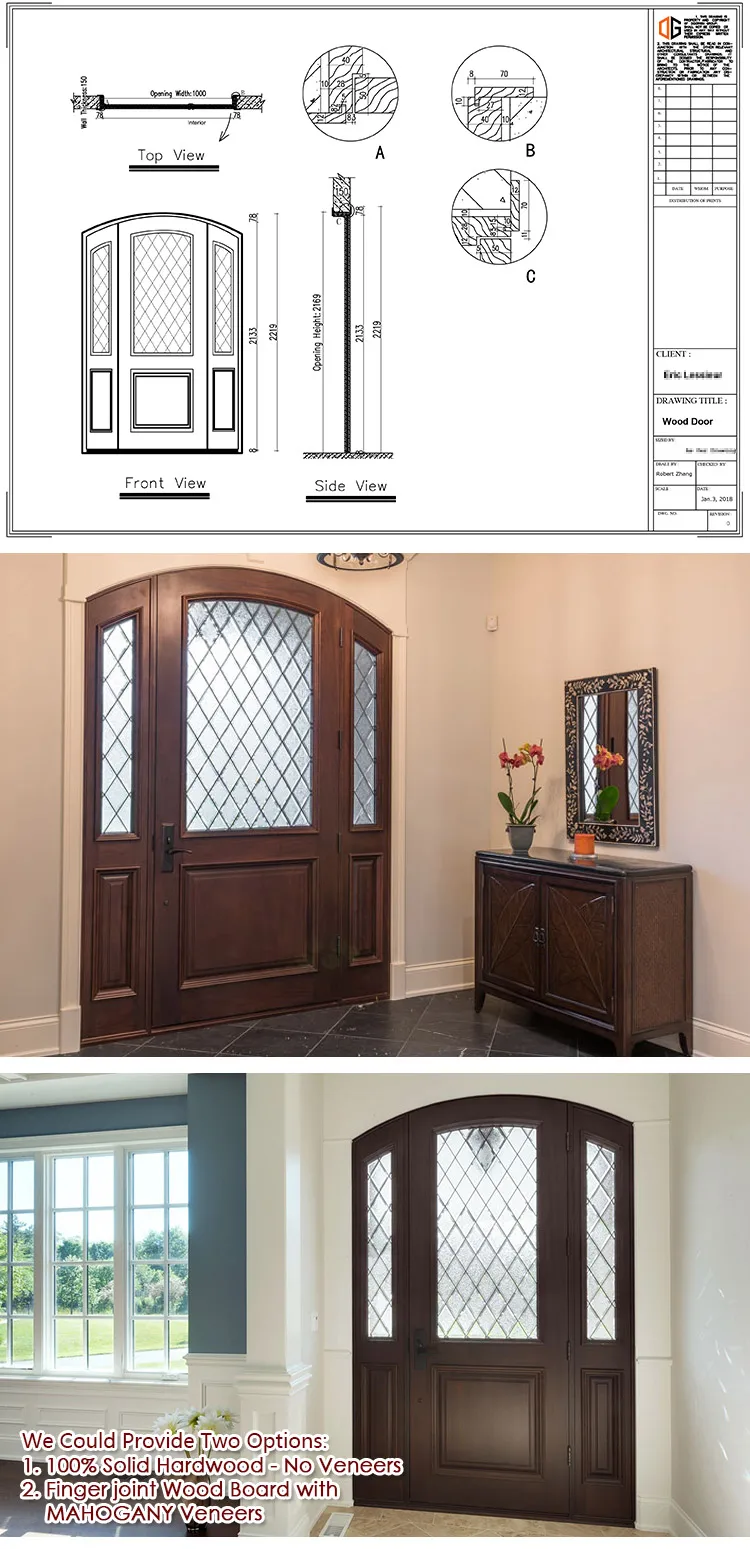 Good quality curved glass door craftsman style front with sidelights