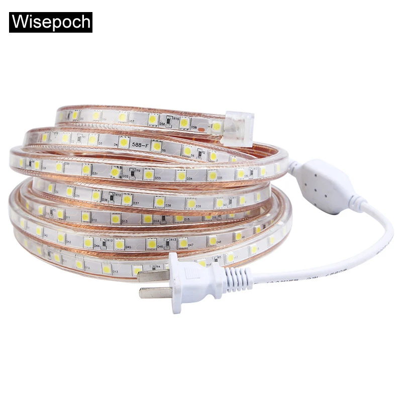 wholesale 220V waterproof SMD5050 led strip lights with aluminum power cable for home KTV