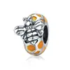 Qings Cute Bee Charm Bead 925 Sterling Silver Enamel and Polishing Process for DIY Crafting Bracelet Pendant Necklace Jewelry