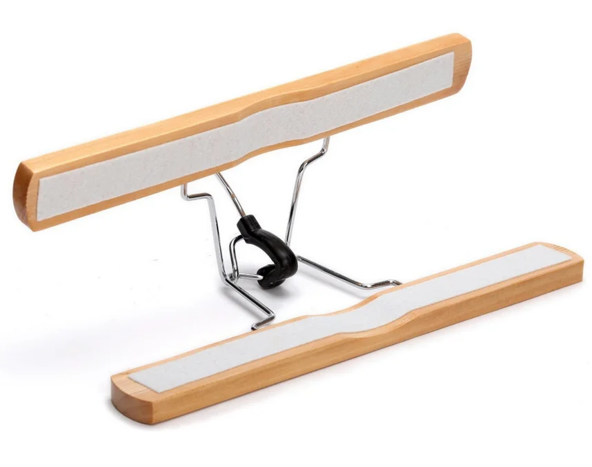 Multi use custom color white wooden trouser pants hanger jean hanger, hangers for hair extensions