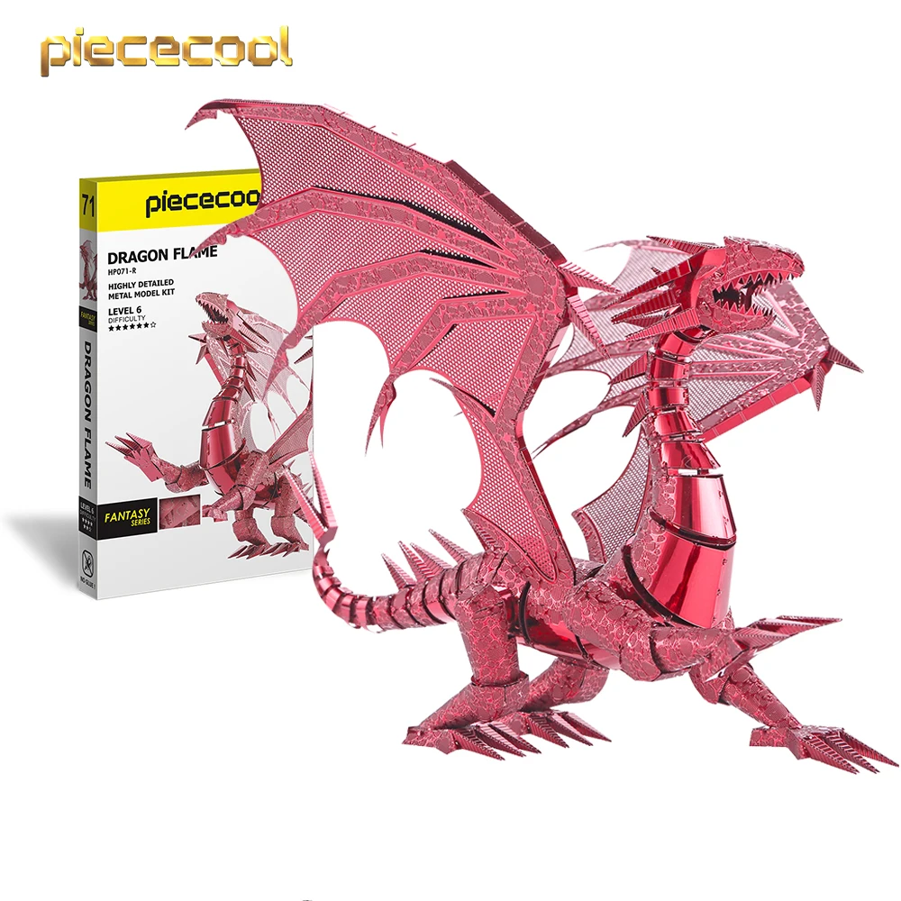 Dragon Flame DIY 3D Metal Jigsaw Puzzle Piececool 3D Metal Model Kit for Adults 