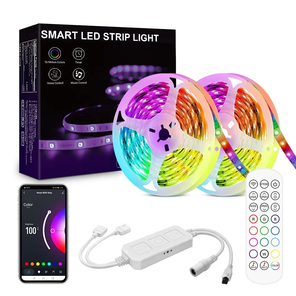 10m 300Leds Smart LED Strip Light  Wholesale RGB  Wifi App Control RGB  Dimmable Work with Alexa and Google Home