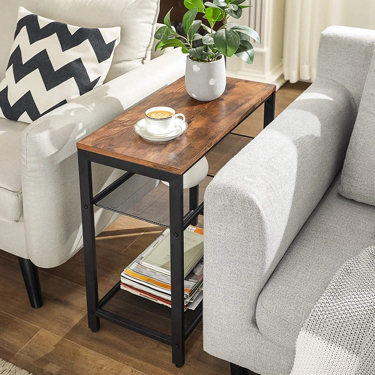 Vasagle Living Room Industrial Design Rustic Brown Side Table 3tier Slim End Table With
