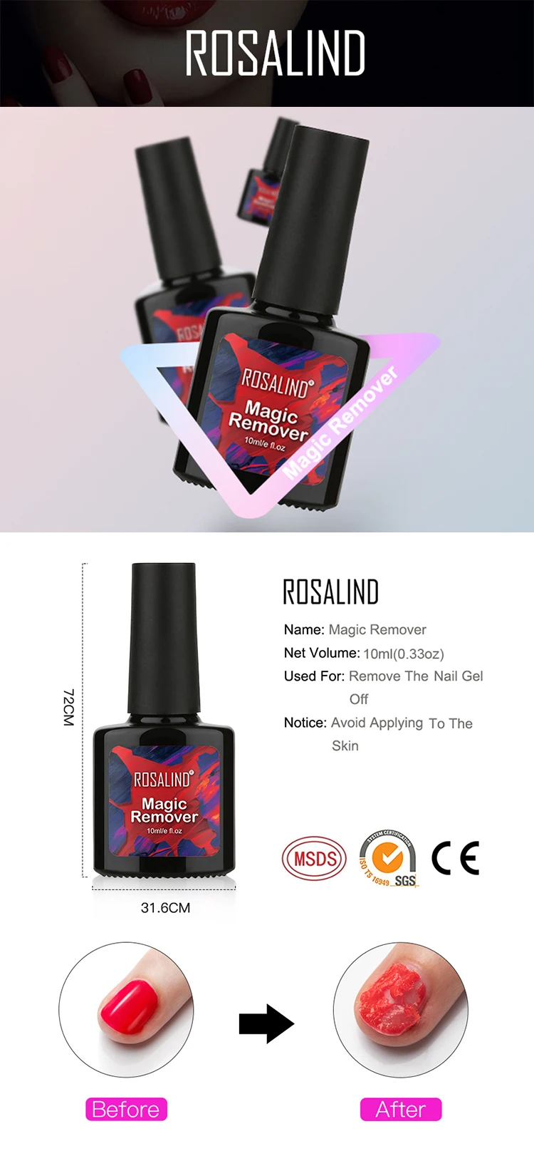 Rosalind Nail Products Oem Custom Logo 10ml Uv/led Lamp Nail Gel Polish ...