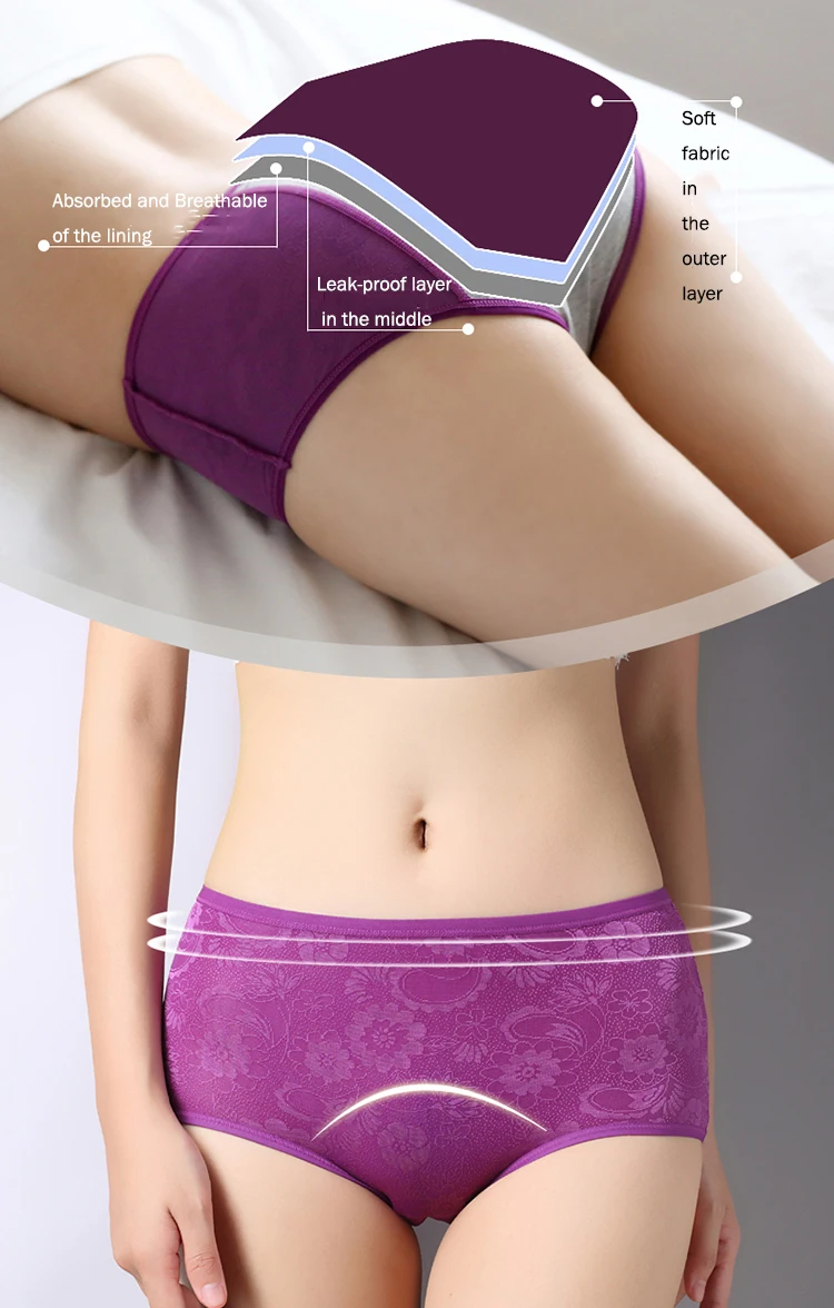 Womens Plus Size Underwear Period Menstrual Sanitary Protective Panties