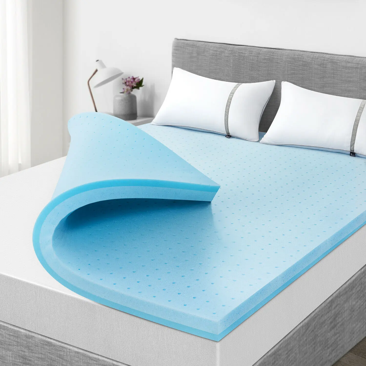 King Size Foam Mattress Topper 3 Inch Gel Orthopedic Pad Cover Memory Bedding 
