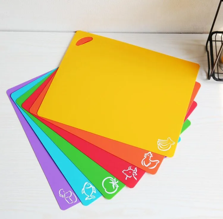6 Color Plastic Kitchen Cutting Board Mat Set Nonslip Cutting Board