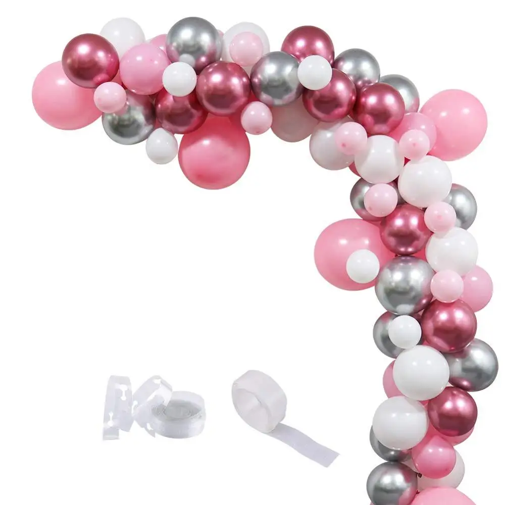 Latex Pink Shiny Metal Balloon Arch Stand Silver Red Balloons Winter ...