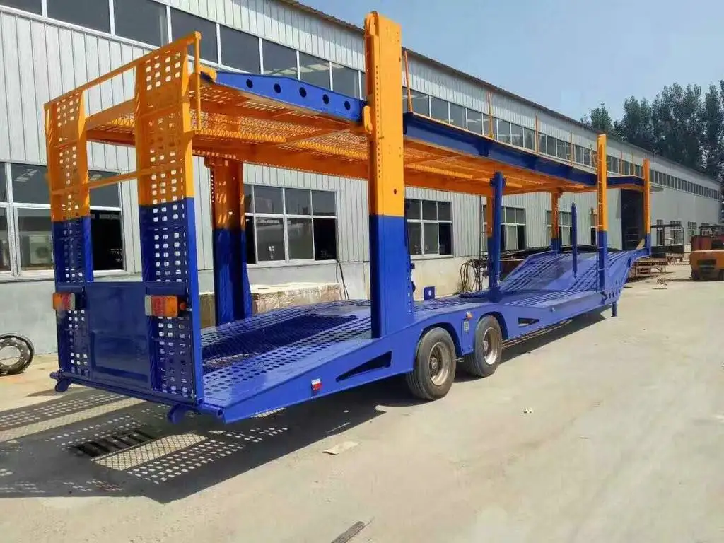 2 Axles Vehicle Transport Car Carrier Truck Trailer Hydraulic Car Transport Trailer