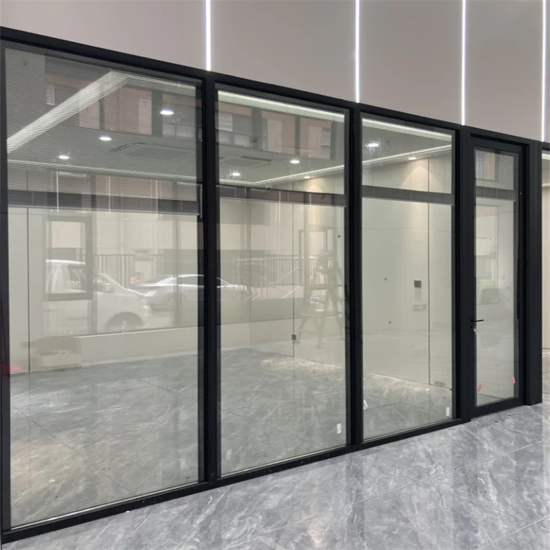 product single glass partition with 80mm wall thickness 35mm aluminum frame  magnetic sealing  commercial use-1