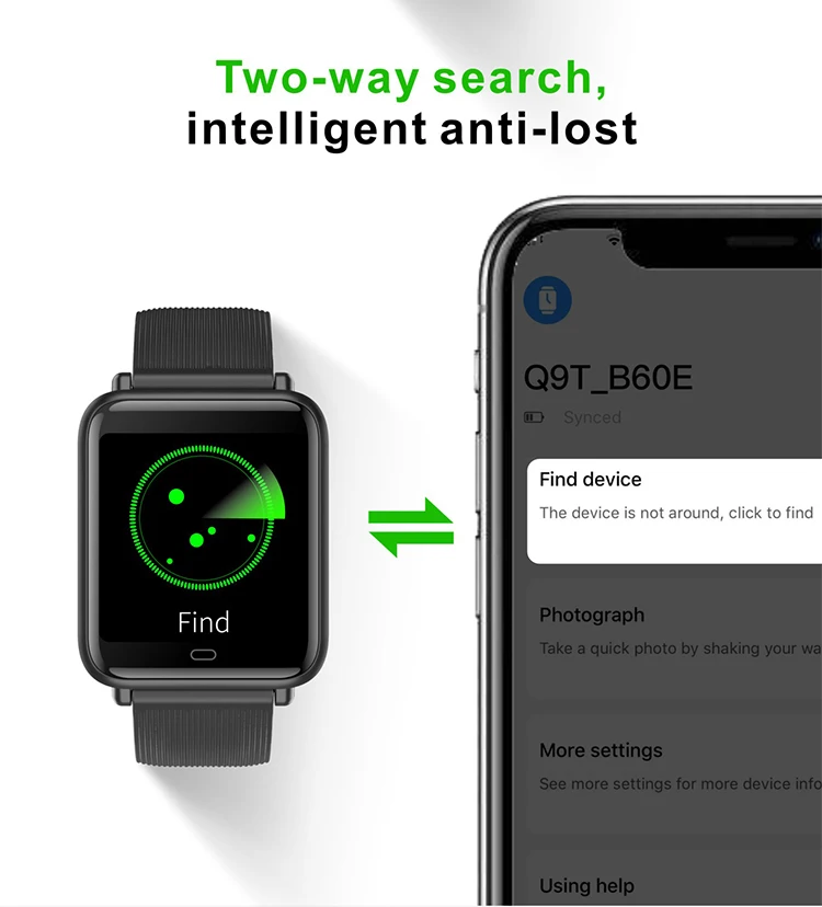 1.3 inch Q9T smart watch waterproof smart bracelet body temperature wristband with Daily reminder
