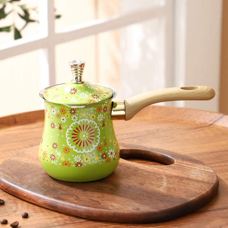 Turkish Style Coffee Warmer — Green Floral Pattern