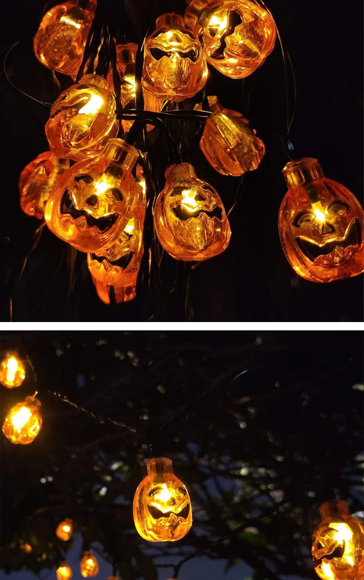 3M 20 Luces Cadena de Luces de Calabaza Foneso Luces de Cadena LED de Calabaza de Halloween Utilizada para la Fiesta de Halloween Decoración de Interiores y Exteriores Vacaciones