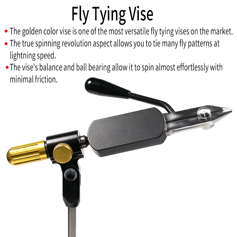 Rotary Fly Tying Vise With Hardened Jaws With Stable Pedestal Base For