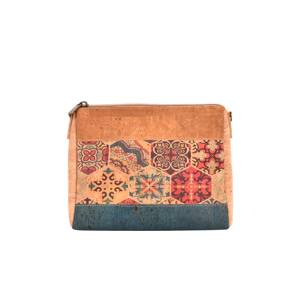 Wholesale Special Design Double Zipper Pockets Cork Clutch Bag Cork