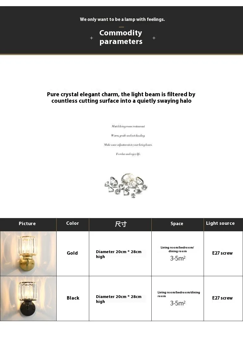 product luxury modern led crystal wall lamp for living room bedroom  corridor indoor home decor 220v iron body gold accent for hotels-9