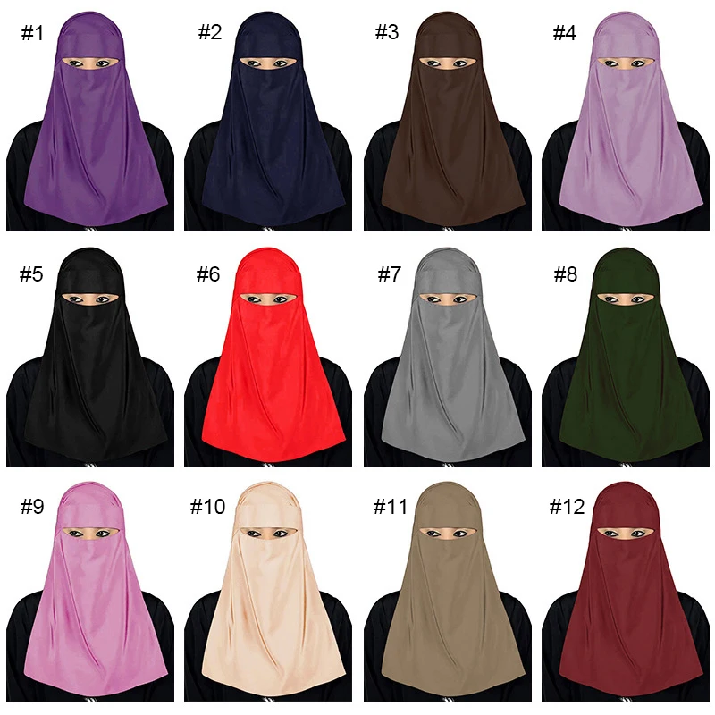 Pure Color Islamic Niqab Muslim Face Cover Veil Long Hijab Arab Burqa Buy Arab Burqahijab