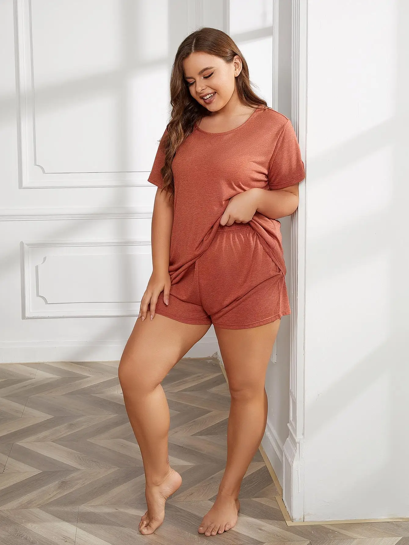 Plus Size Women's Sleepwear Set Summer Casual Loose 5XL Short-Sleeved ...