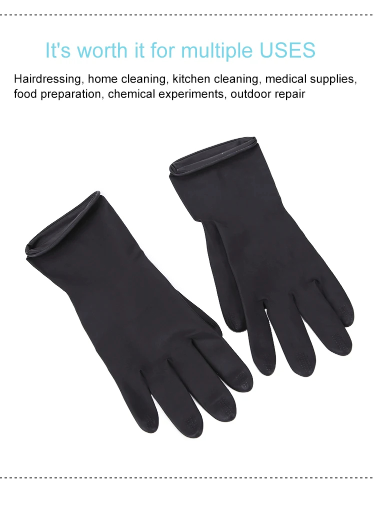 Hair Salon Hair Dye Gloves Waterproof Rubber Gloves Black Thickened Non