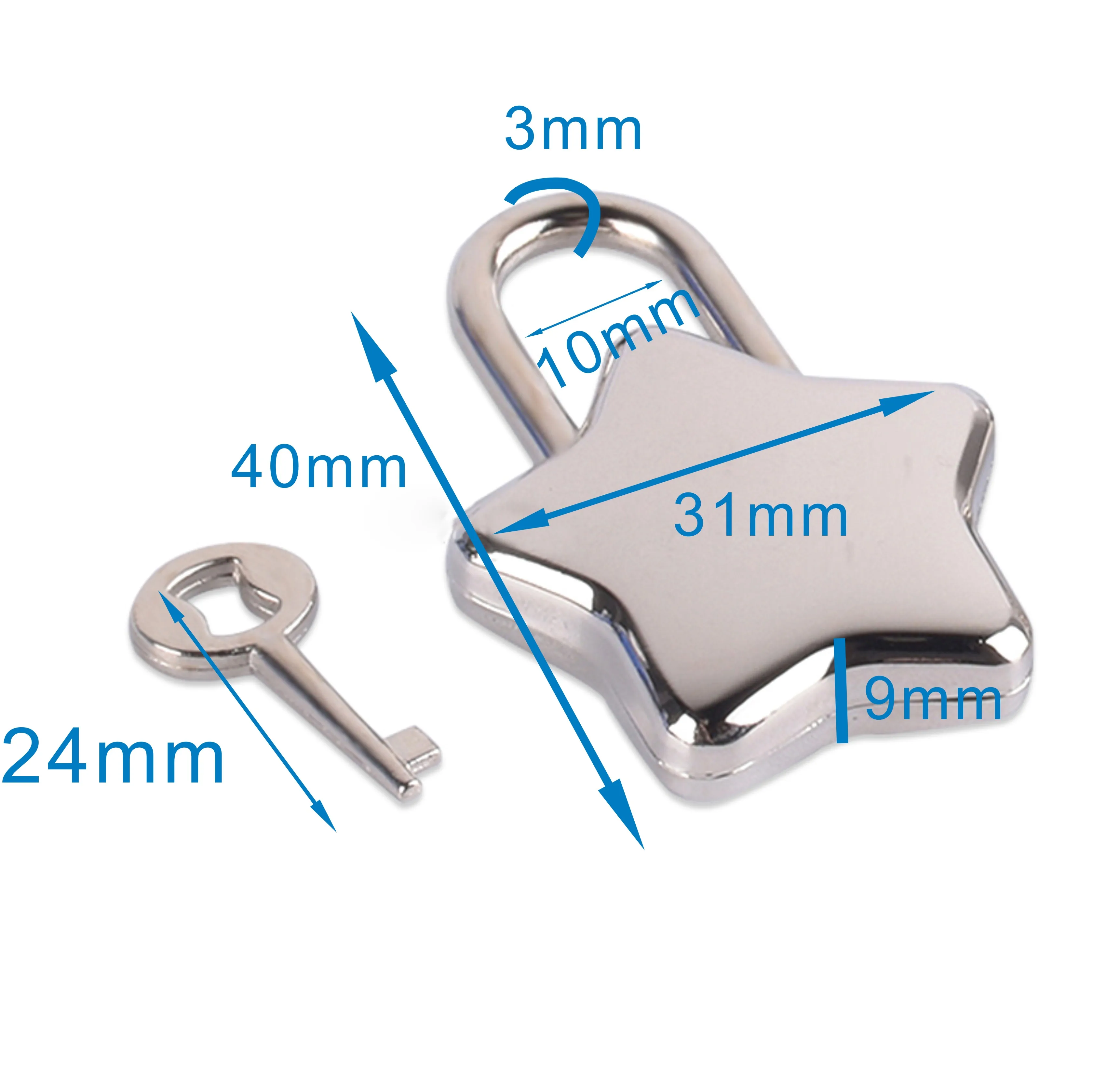 AJF Zinc alloy pentacle star lock  high-end padlock diary padlock DIY accessories