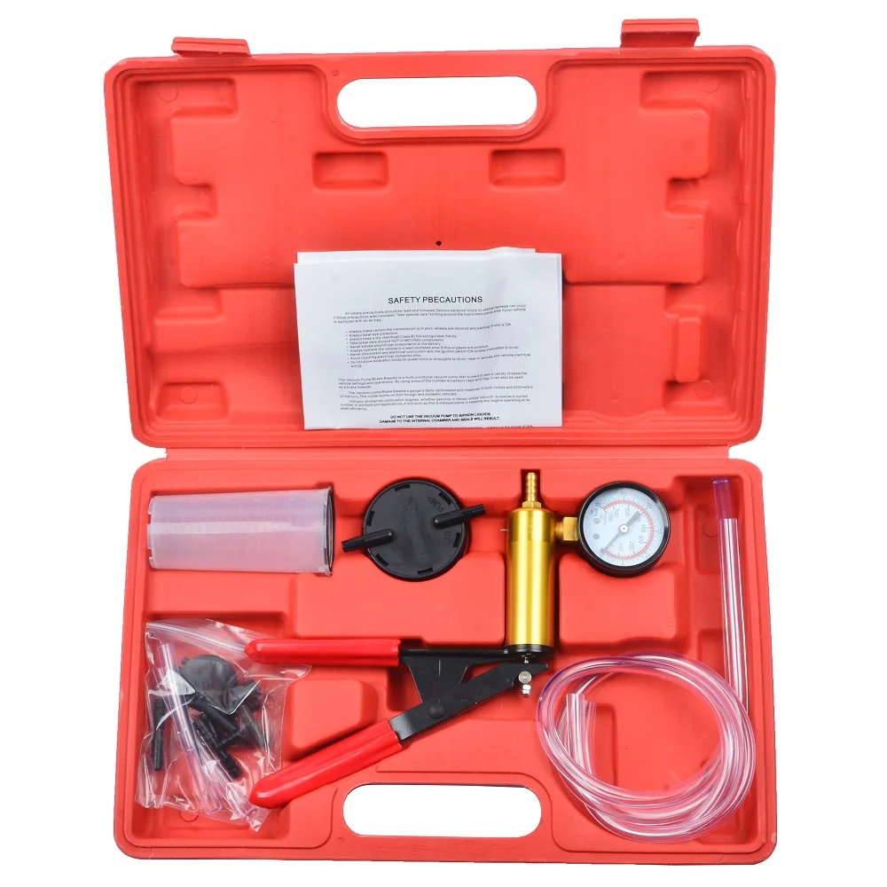 2 In 1 Brake Fluid Bleeder Bleeding Vacuum Pump Gauge Test Tuner Kit