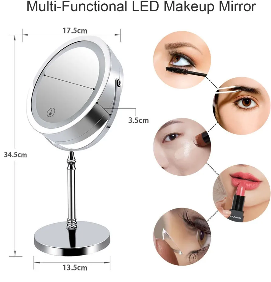 Battery Operated Magnified Light Makeup Mirror