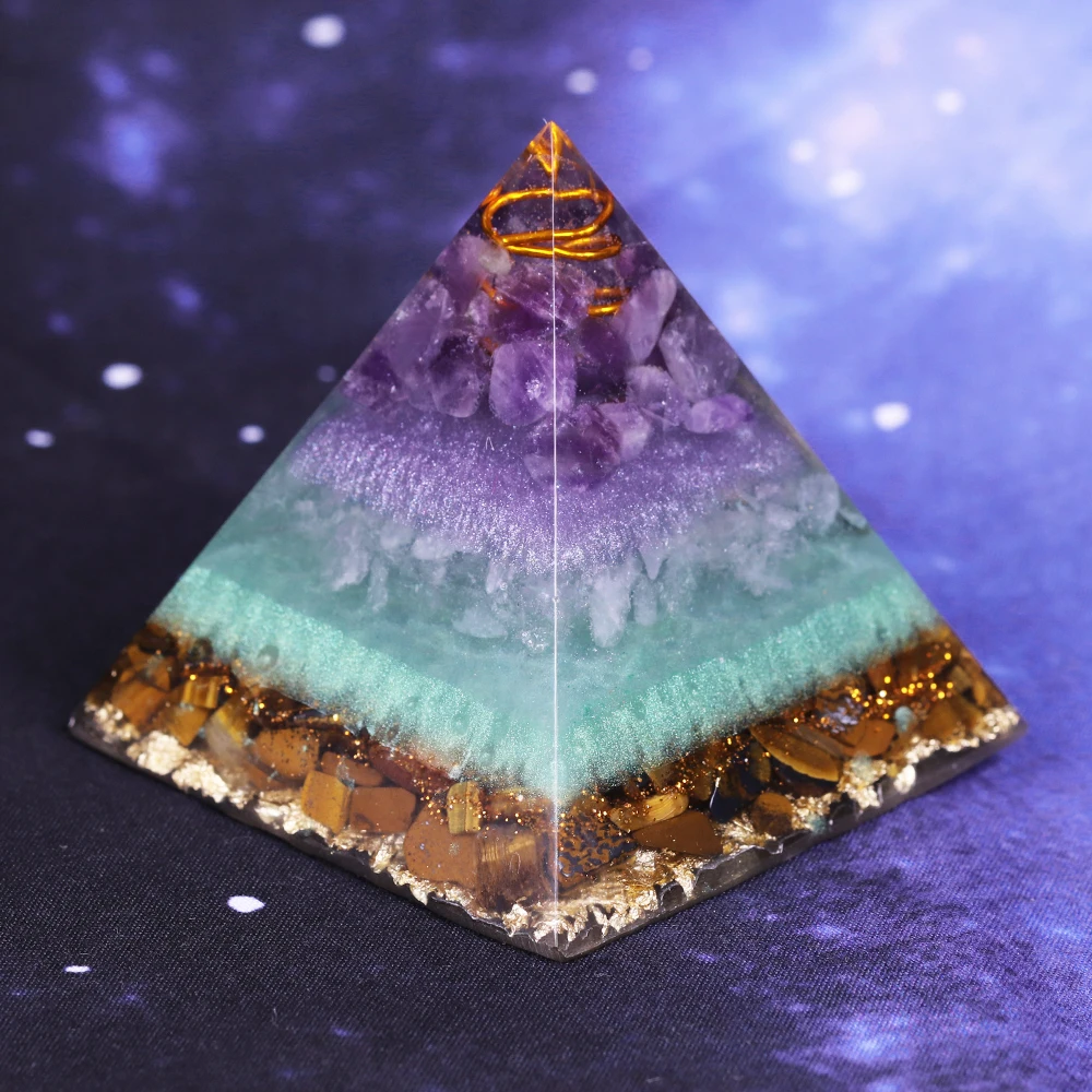 Orgonite Pyramid Healing Crystal Gold Wire Orgone Pyramid Stone