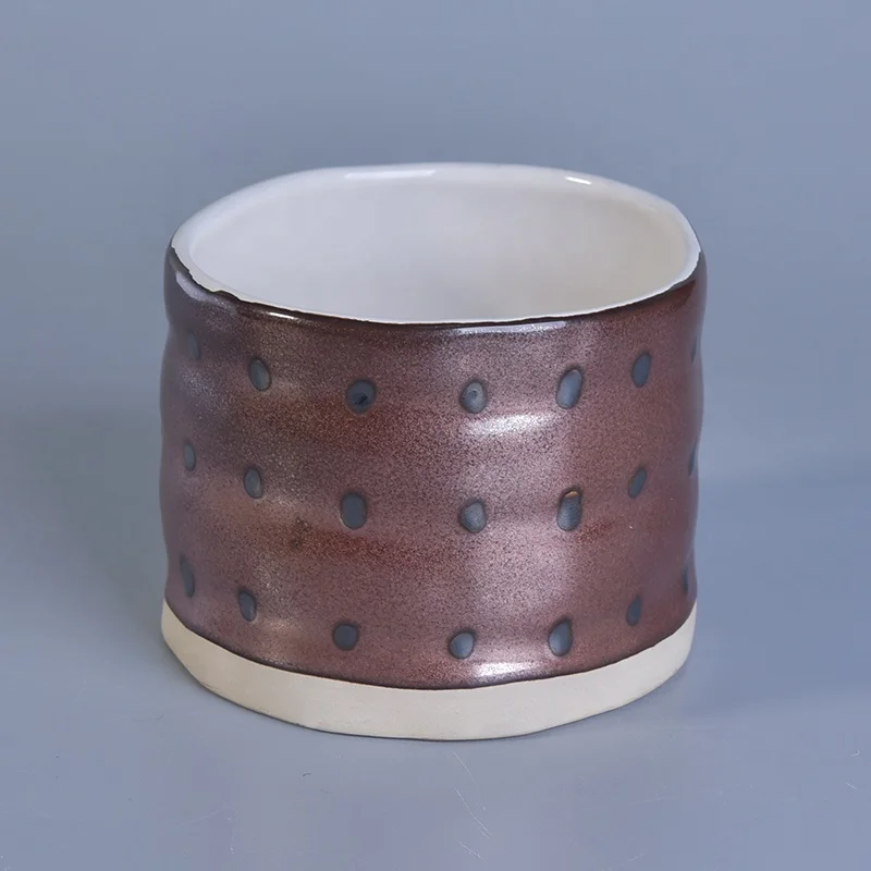 Vintage empty ceramic candle jar painted home decoration