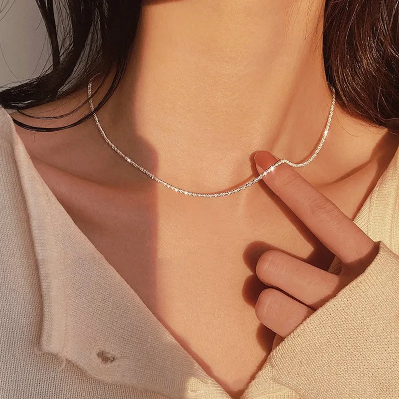 Ladies silver collar necklace clearance